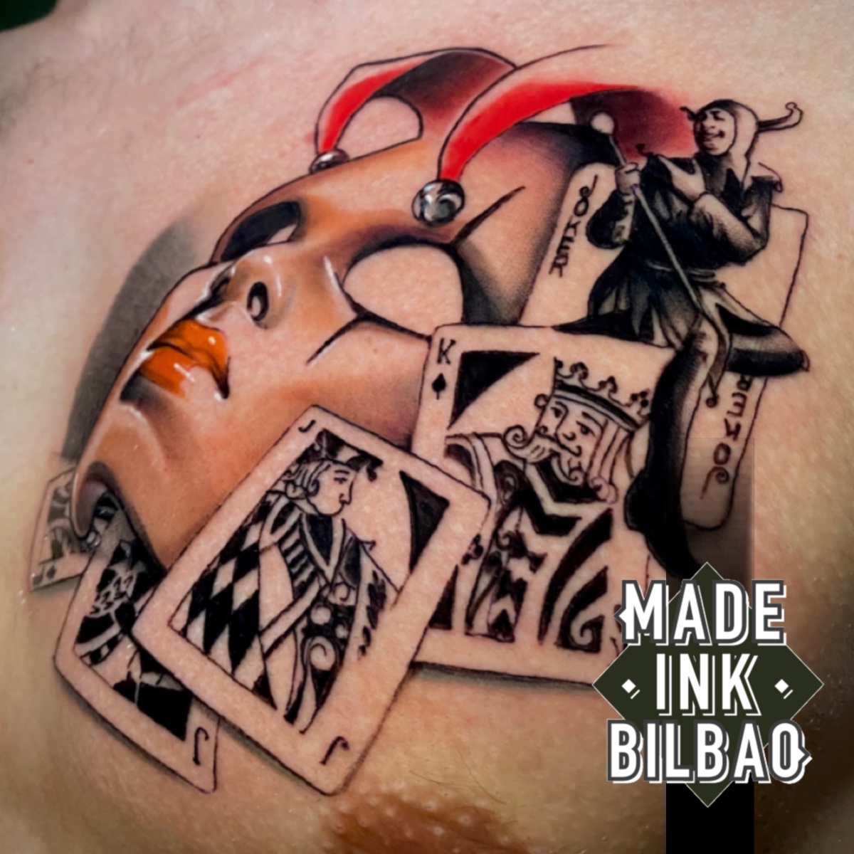 Tatuaje Joker y cartas - Made Ink Bilbao