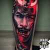 tatuaje pierna samurai