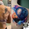 tatuaje cover espalda globos galaxia