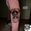 tatuaje pierna retrato perro