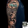 tatuaje brazo calavera furgoneta