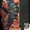 tatuaje cover golondrina rosas