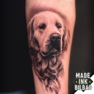 tatuaje retrato perro antebrazo
