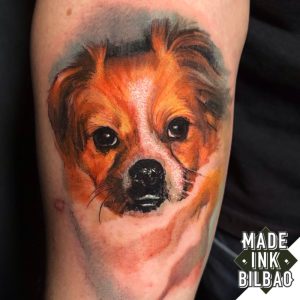 tatuaje retrato perro color