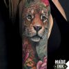 tatuaje cover leopardo flores