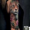 tatuaje cover leopardo flores